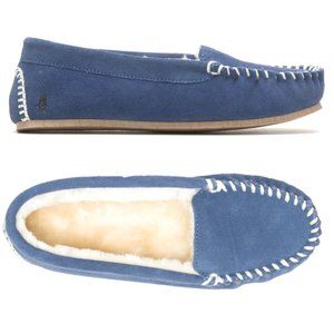 NWB Hush Puppies Women's Winnie Blue Soft & Flexible Faux Fur Slippers BOX